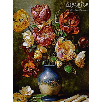 تابلو فرش دستباف طرح گلدان بافت تبریز 