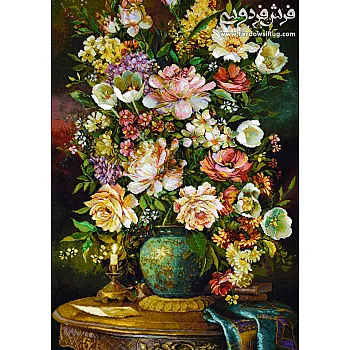 تابلو فرش دستباف طرح گل بی همتا بافت تبریز