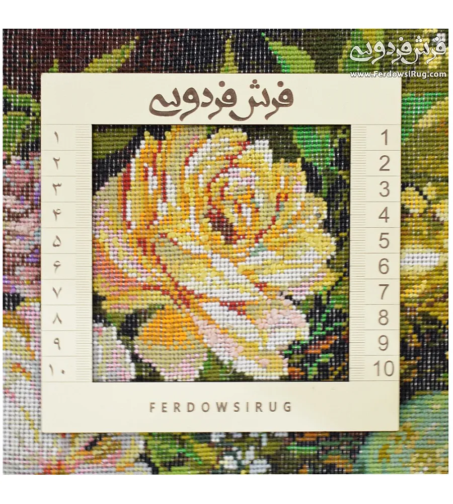 تابلو فرش دستباف تبریز طرح گل همتا با رنگهای زنده و کیفیت بالا مناسب دکوراسیون داخلی منزل و هدیه خاص