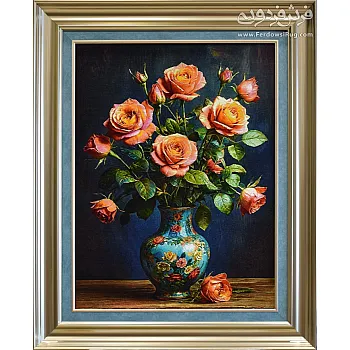 تابلو فرش دستباف طرح گل رز بافت تبریز 