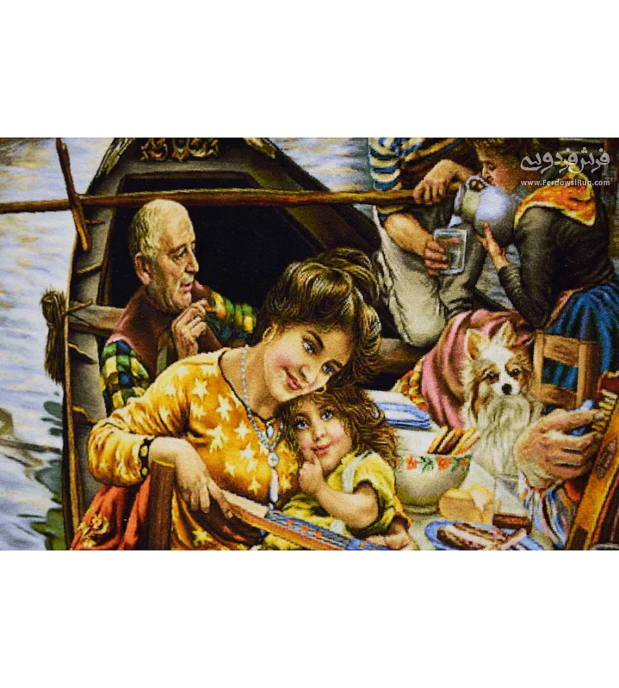 تابلو فرش دستباف طرح قایق ونیز بافت تبریز مناسب دکوراسیون منزل یا هدیه خاص