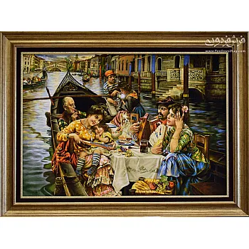 تابلو فرش دستباف طرح قایق ونیز بافت تبریز 