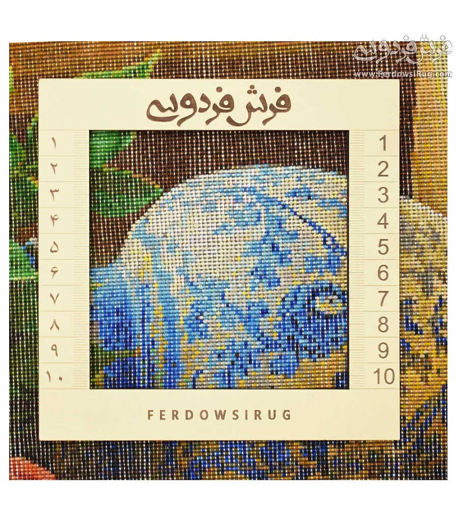 Hand-woven Tabriz carpet tableau featuring intricate rose flower vase design with window motif, showcasing fine craftsmanship.