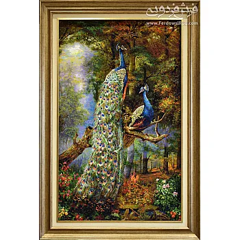 تابلوفرش دستباف طرح طاووس بافت تبریز 