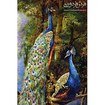 تابلوفرش دستباف طرح طاووس بافت تبریز 
