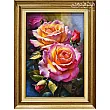 تابلو فرش دستباف طرح شاخه گل رز بافت تبریز با رنگ های زیبا و کیفیت بالا مناسب دکوراسیون منزل و هدیه