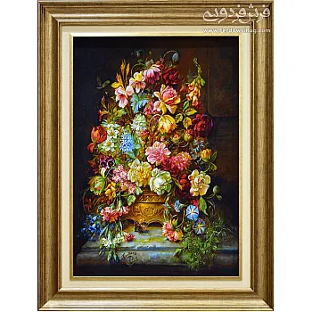 تابلو فرش دستباف طرح گلدان عشق بافت تبریز
