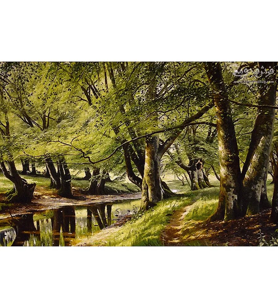 تابلو فرش دستباف طرح منظره جنگل بافت تبریز مناسب دکوراسیون منزل و هدیه خاص