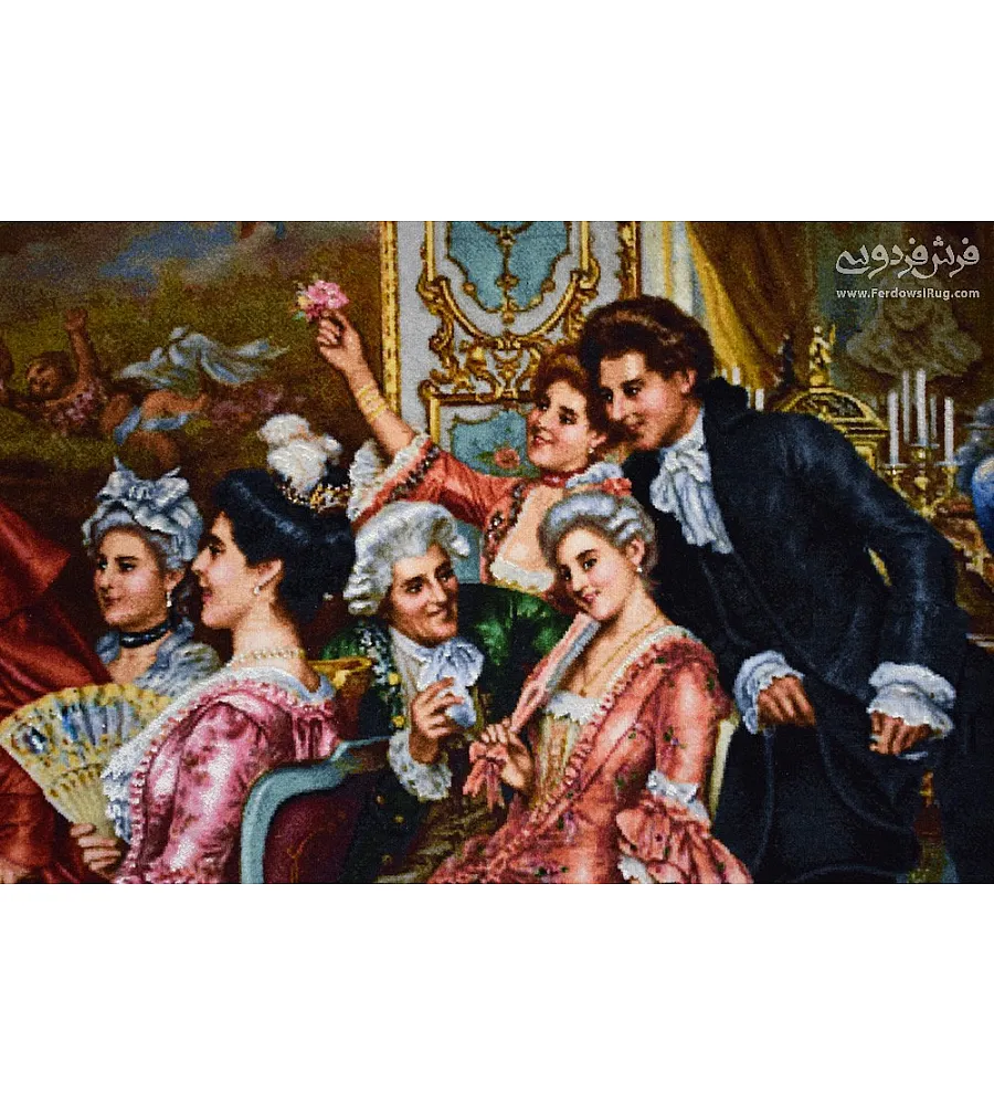 تابلو فرش دستباف طرح مهمانی پاپ بافت تبریز با کیفیت بالا مناسب دکوراسیون لوکس و کلاسیک