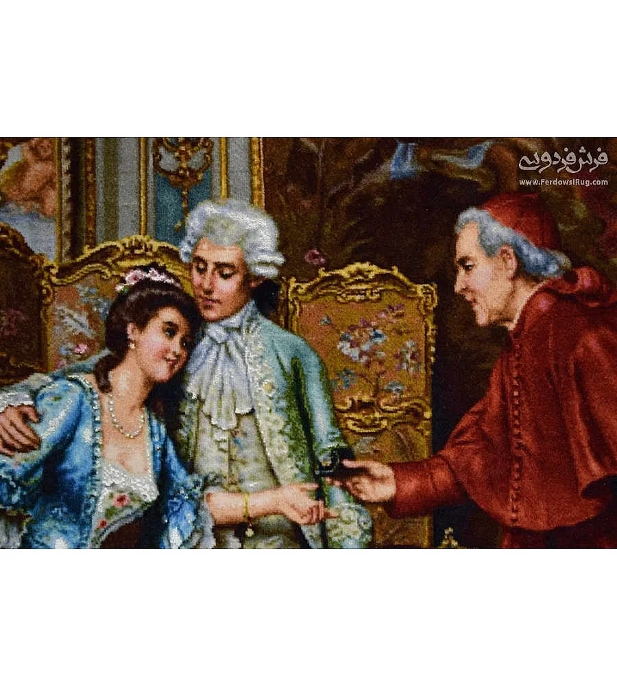 تابلو فرش دستباف طرح مهمانی پاپ بافت تبریز با کیفیت بالا مناسب دکوراسیون لوکس و کلاسیک