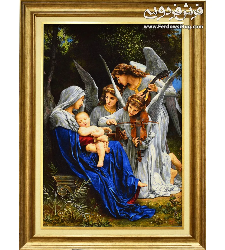 تابلو فرش دستباف طرح فرشته های زندگی با رنگ های زنده و کیفیت بالا مناسب دکوراسیون لوکس ساخت تبریز