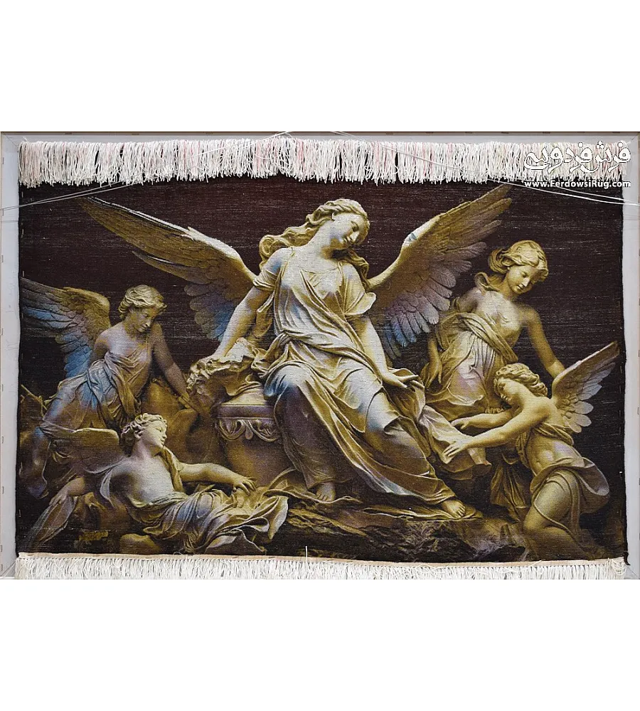 تابلو فرش دستباف تندیس فرشتگان با طرح زیبا و هنری تولید تبریز مناسب دکوراسیون منزل
