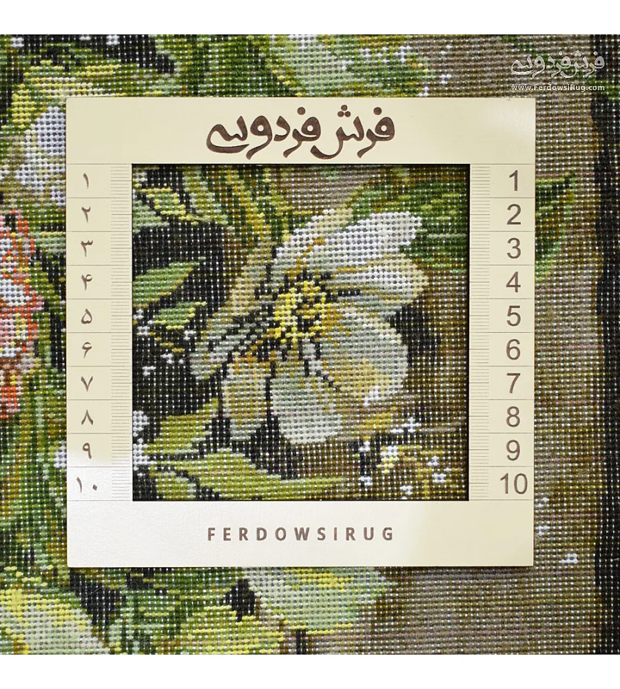 تابلو فرش دستباف طرح بوته گل روی سنگ بافت تبریز مناسب دکوراسیون داخلی و هدیه خاص