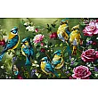 Handmade Tabriz wall rug with bird and cherry blossom design, vibrant colors, high-quality craftsmanship, perfect for home decor