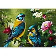 Handmade Tabriz wall rug with bird and cherry blossom design, vibrant colors, high-quality craftsmanship, perfect for home decor