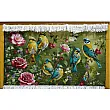 Handmade Tabriz wall rug with bird and cherry blossom design, vibrant colors, high-quality craftsmanship, perfect for home decor