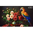 Tabriz handmade wall rug featuring an intricate parrot bird design, crafted with vibrant colors and traditional Persian artistry.