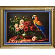 Tabriz handmade wall rug featuring an intricate parrot bird design, crafted with vibrant colors and traditional Persian artistry.