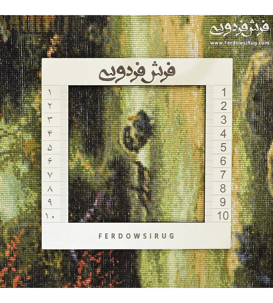 تابلو فرش دستباف منظره رودخانه و کلبه توماس کوچک بافت تبریز دکوراسیون شیک دست ساز طبیعی 