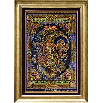 تابلو فرش دستباف تمام ابریشم طرح بته جقه بافت قم