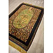 Handmade 1.5-meter rug, pure silk, Enchanted Garden design, crafted in Iran, elegant and luxurious home decor centerpiece.