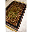 Handmade 1.5-meter rug, pure silk, Enchanted Garden design, crafted in Iran, elegant and luxurious home decor centerpiece.