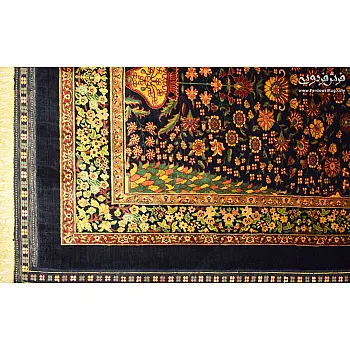 Handwoven Silk Golden vase Design from iran 1.5 Square Meters