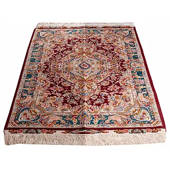 فرش دستباف ذرع و نیم طرح خطیبی شرابی بافت تبریز