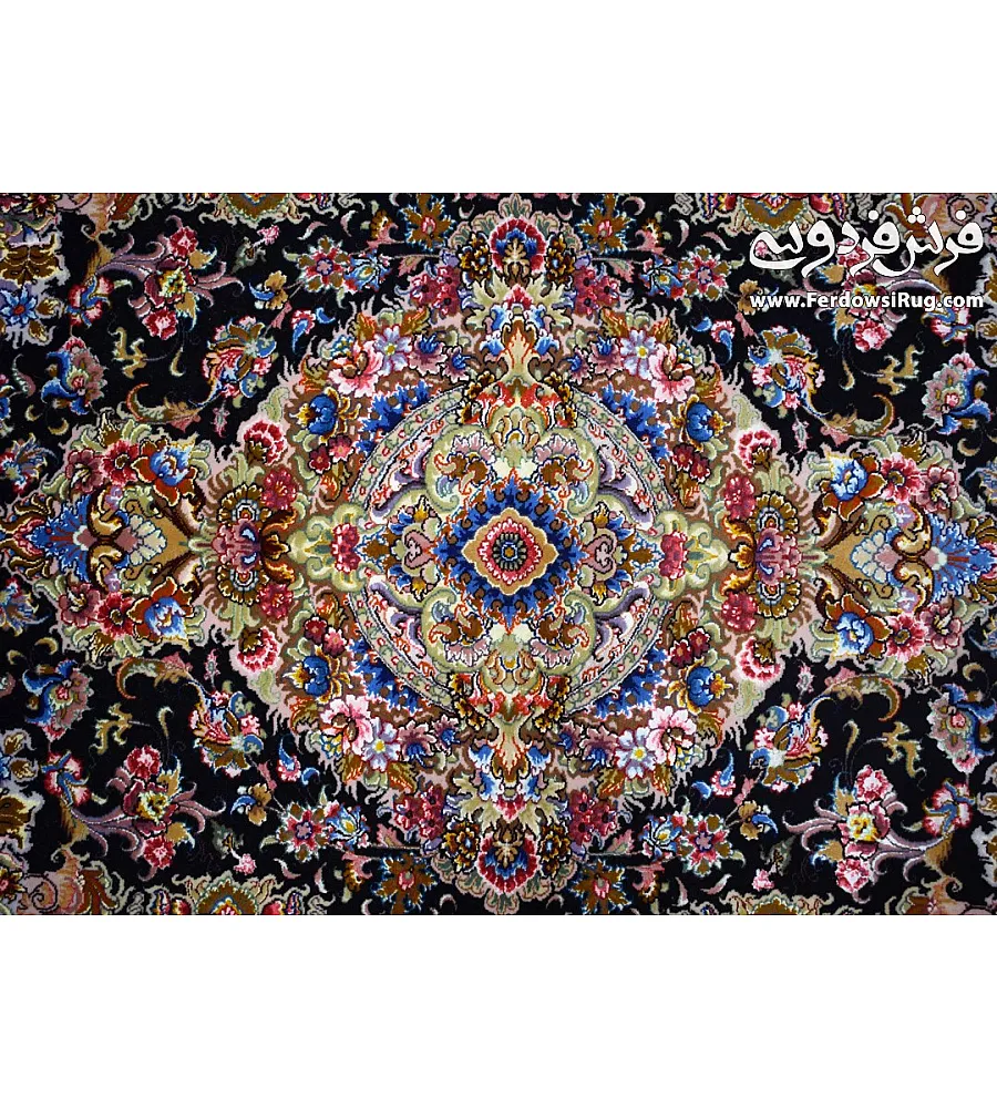 فرش دستباف ذرع و نیم خطیبی طرح گلدانی بافت تبریز کیفیت بالا مناسب دکوراسیون کلاسیک