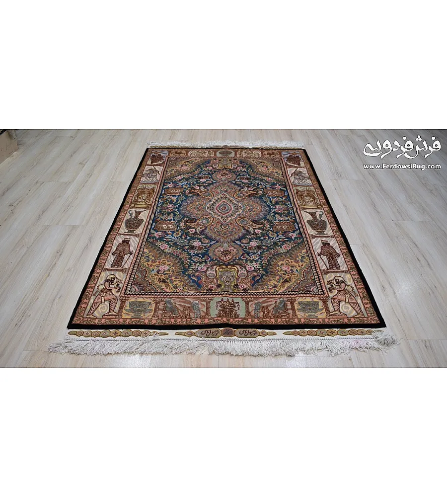 فرش دستباف ذرع نیم طرح نامی تبریز با رنگ های گرم و نقوش اصیل مناسب دکوراسیون سنتی و مدرن