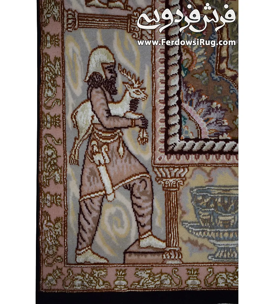 فرش دستباف ذرع نیم طرح نامی تبریز با رنگ های گرم و نقوش اصیل مناسب دکوراسیون سنتی و مدرن