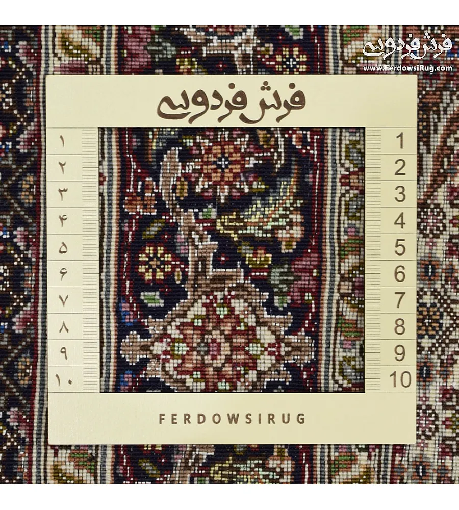 فرش دستباف ذرع و نیم نقشه ریزماهی عبدالهی سرمه ای بافت تبریز با طرح سنتی و رنگ آمیزی خاص مناسب دکوراسیون کلاسیک