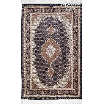 فرش دستباف ذرع و نیم طرح ریزماهی عبدالهی سرمه ای بافت تبریز