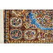 Handwoven Tabriz carpet with intricate zar pattern and minimalist half-floor design, crafted for elegance and durability.