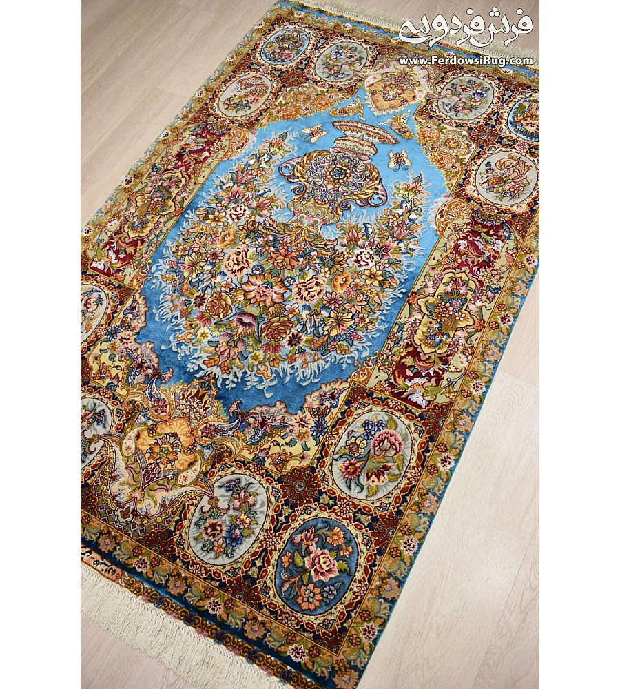 Handwoven Tabriz carpet with intricate zar pattern and minimalist half-floor design, crafted for elegance and durability.