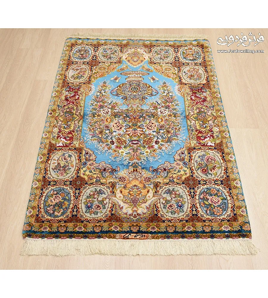 Handwoven Tabriz carpet with intricate zar pattern and minimalist half-floor design, crafted for elegance and durability.