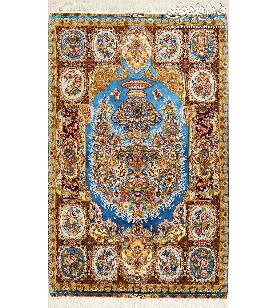 Handwoven Tabriz carpet with intricate zar pattern and minimalist half-floor design, crafted for elegance and durability.