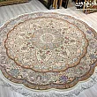 فرش دستباف دایره تبریز طرح نامی قطر ۲.۵ متر رنگ لاکی با نقش اصیل ایرانی مناسب دکوراسیون سنتی و مدرن