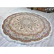 فرش دستباف دایره تبریز طرح نامی قطر ۲.۵ متر رنگ لاکی با نقش اصیل ایرانی مناسب دکوراسیون سنتی و مدرن