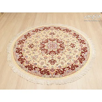 فرش دستباف تبریز طرح علیا دایره‌ای چله نخ سایز ۲ در ۲ متری