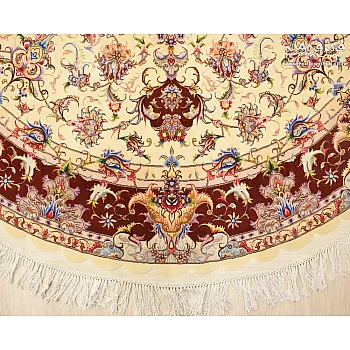 فرش دستباف تبریز طرح علیا دایره‌ای چله نخ سایز ۲ در ۲ متری